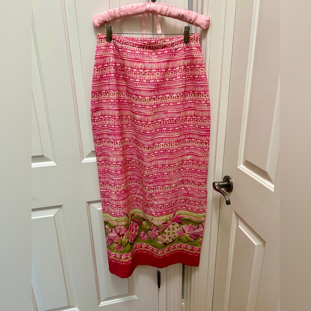 Pink and Green Patterned Skirt, size 10